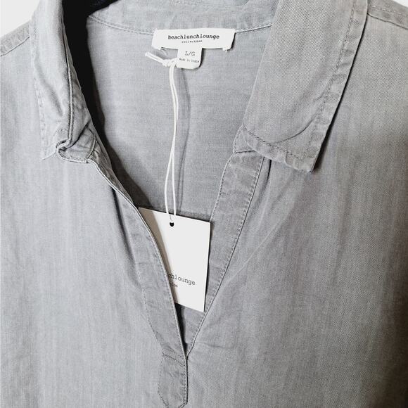 Beach Lunch Lounge Taylor Shirt Dress Large Chambray Tunic Lyocell Tencel - Picture 3 of 11